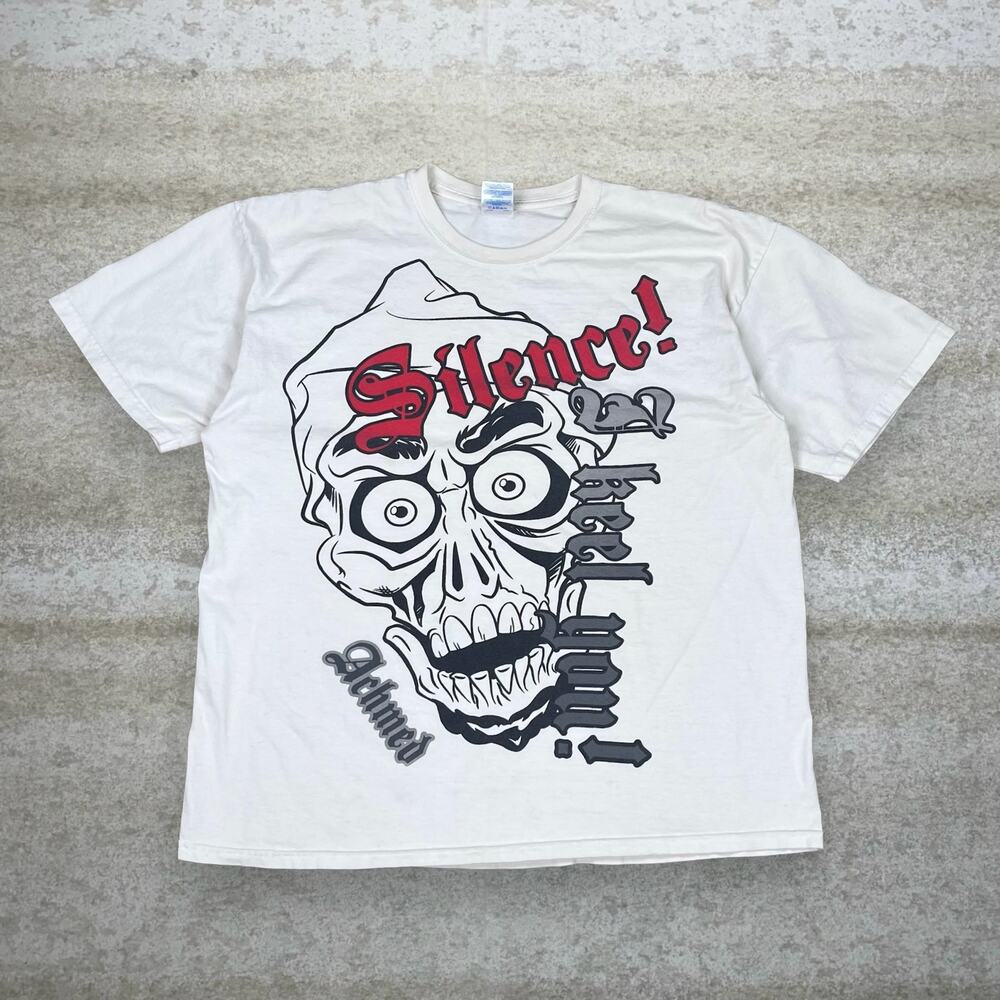 Vintage Y2K Jeff Dunham Shirt Mens XL White Short Sleeve Achmed Dead Terrorist